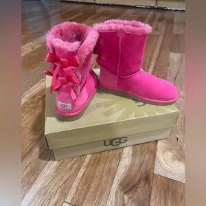 UGG Fuchsia Boots with Ribbon Accents
